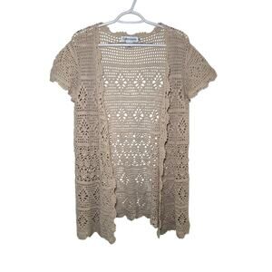 Compliments vintage crotchet knit open front t shirt cardigan womens XL y2k boho